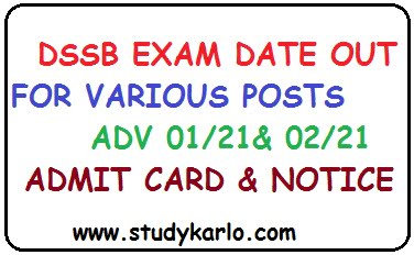 DSSB EXAM ADMIT CARD 01/21 & 02/21