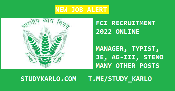 fci Recruitment 2022 online