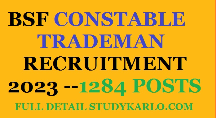 BSF Constable trademan 2023 recruitment