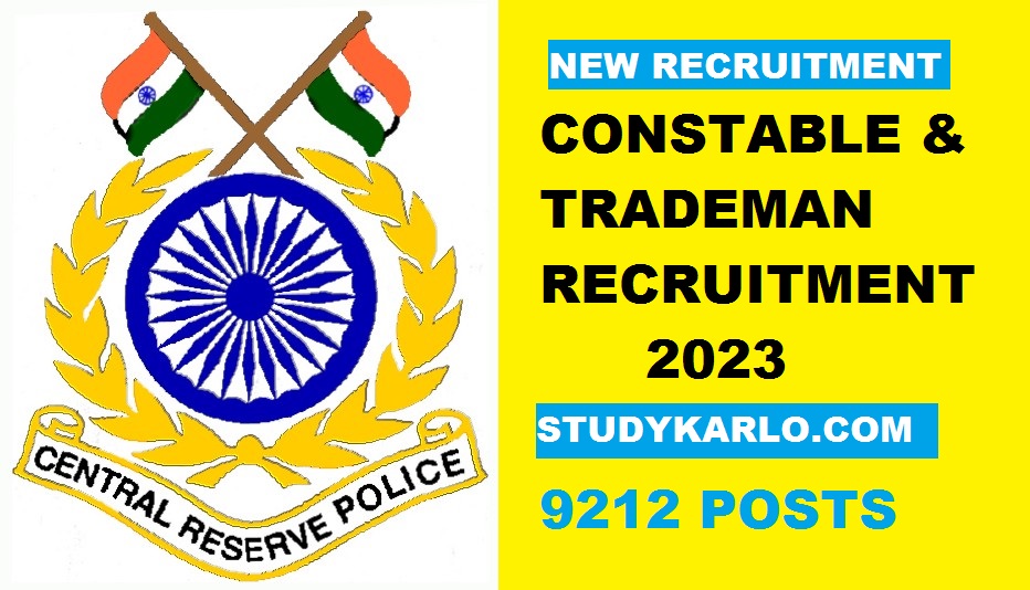 CRPF contable trademan recruitment 2023