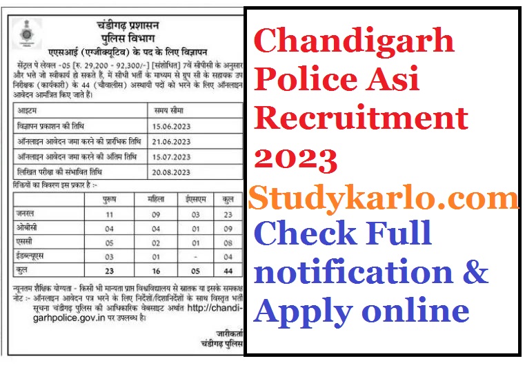Chandigarh Police Asi Recruitment 2023